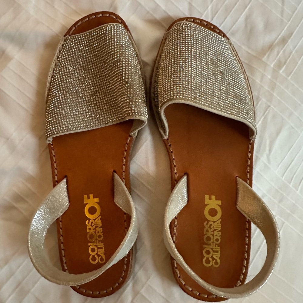 Colors of California Glittering Silver Sandals